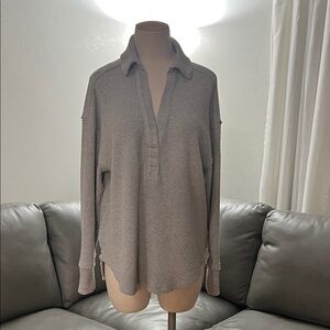 Aerie Oversized Cozy Gray Waffle Knit Women’s Top XXS